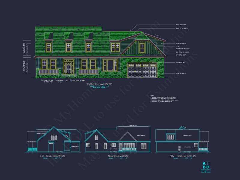 Customizable house Plan with 2 Floors & Colonial Farmhouse Design