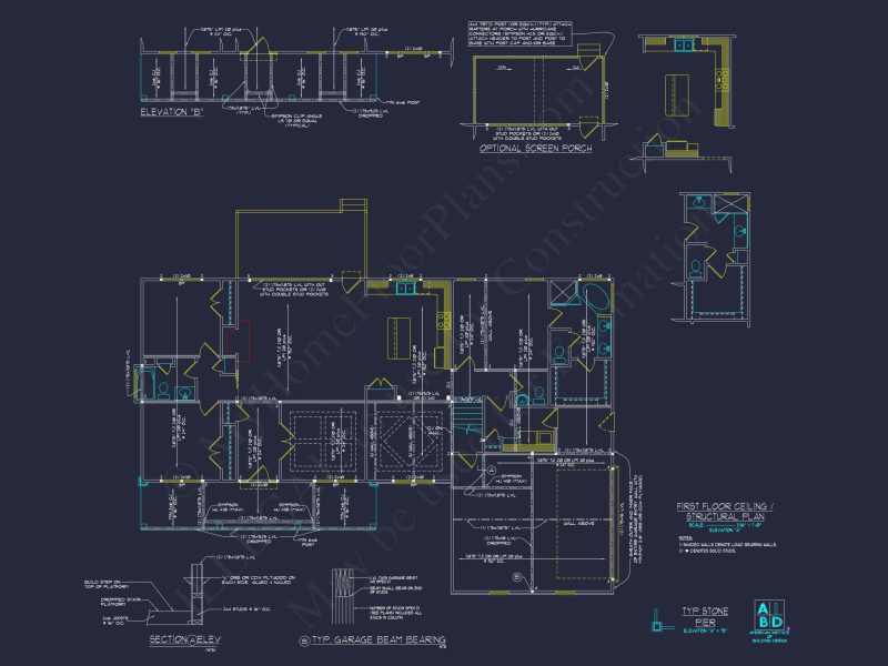 Customizable house Plan with 2 Floors & Colonial Farmhouse Design