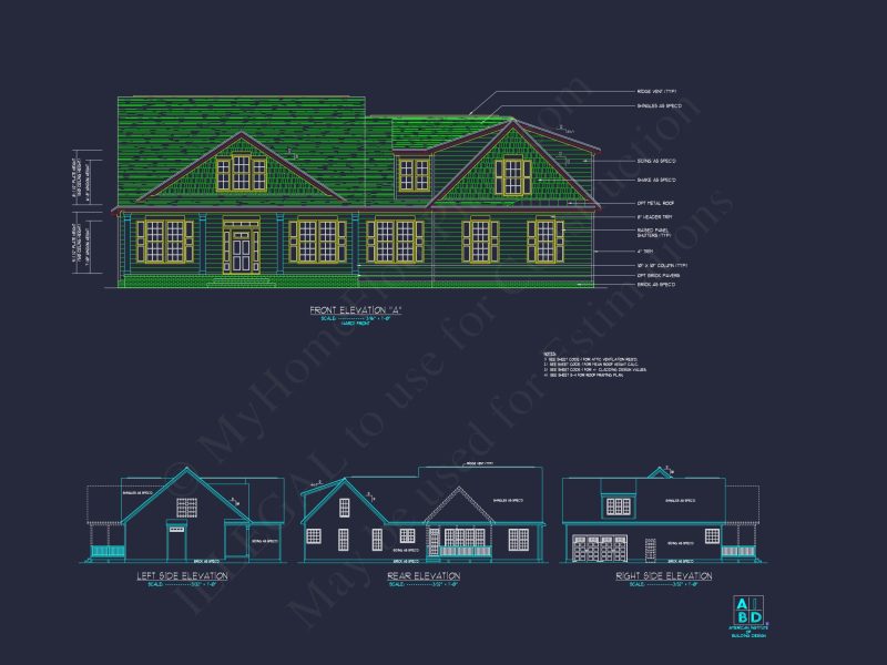 Customizable house Plan with 2 Floors & Colonial Farmhouse Design