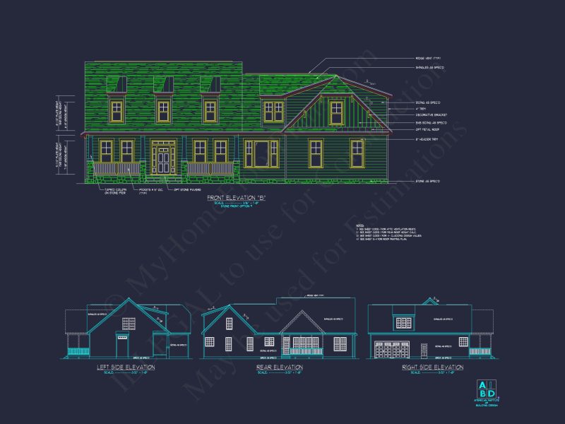 Customizable house Plan with 2 Floors & Colonial Farmhouse Design