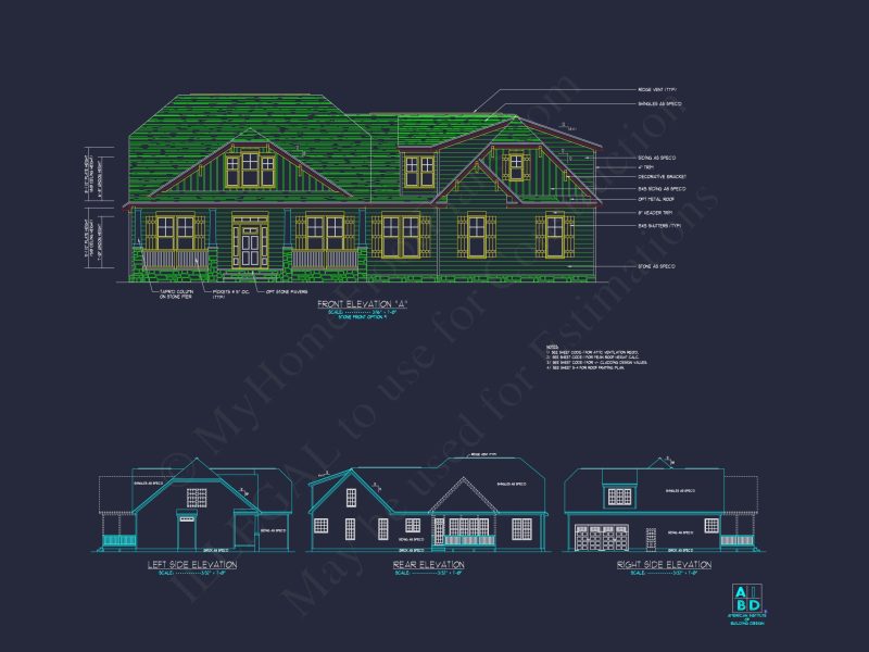 Customizable house Plan with 2 Floors & Colonial Farmhouse Design