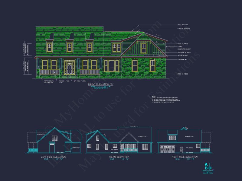 Customizable house Plan with 2 Floors & Colonial Farmhouse Design