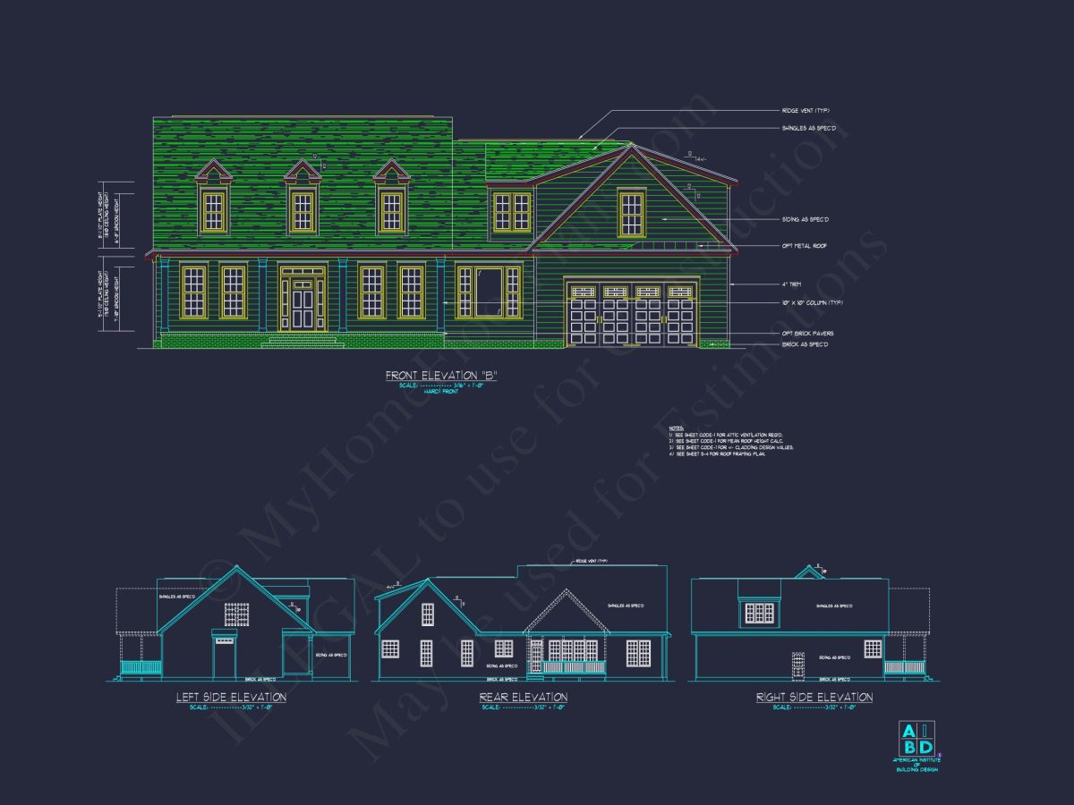Customizable house Plan with 2 Floors & Colonial Farmhouse Design