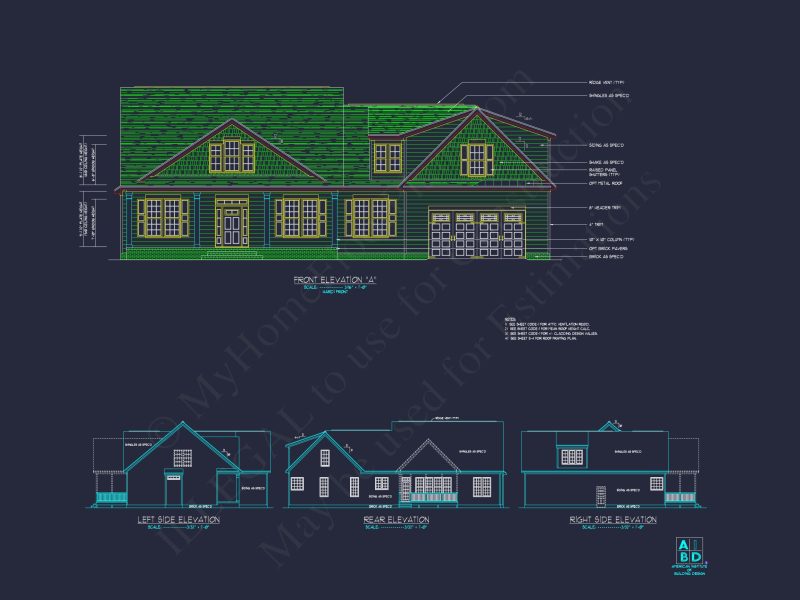 Customizable house Plan with 2 Floors & Colonial Farmhouse Design