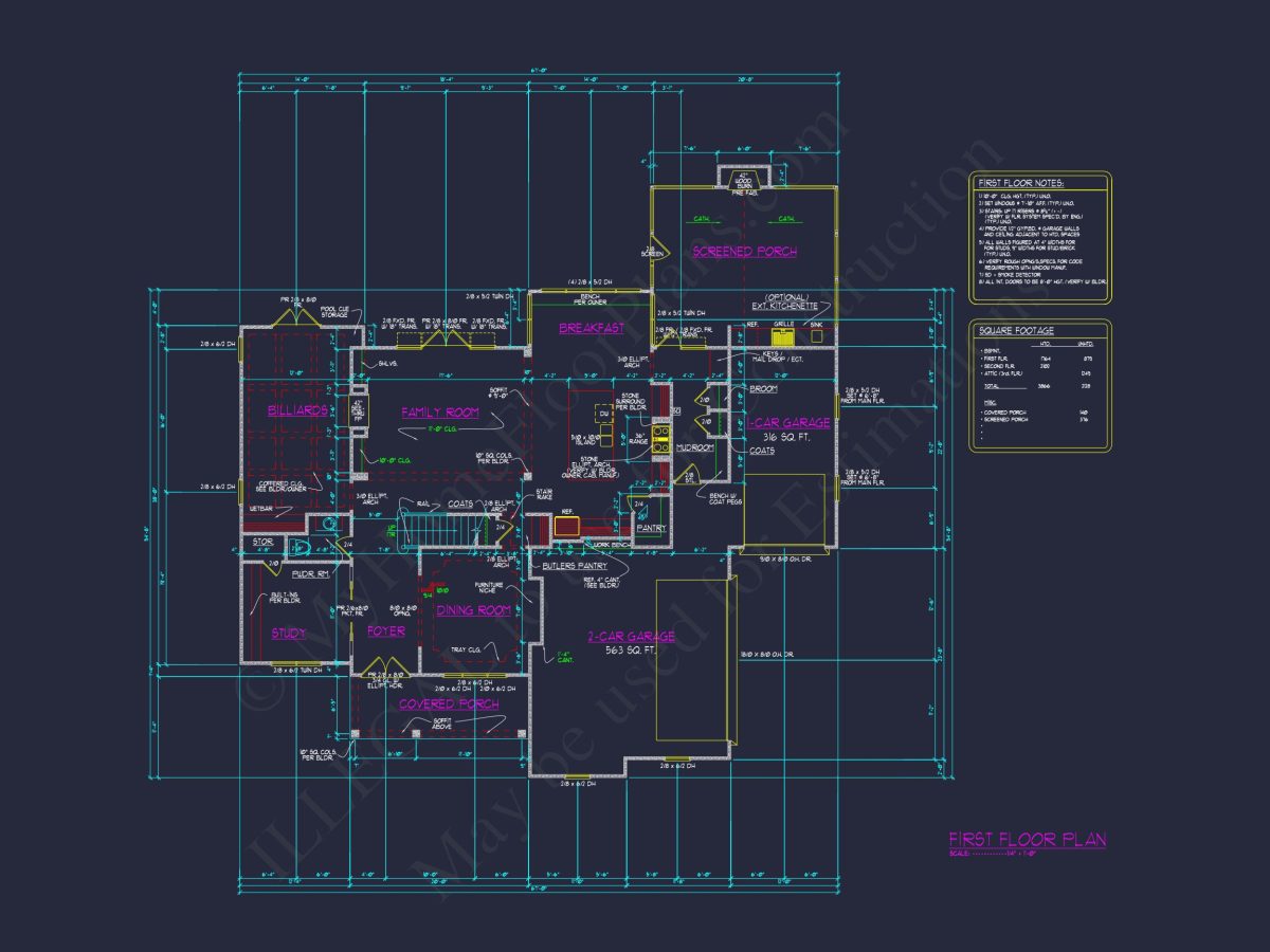 Customizable house Plan with 4 Beds, 2.5 Floors, CAD Blueprint
