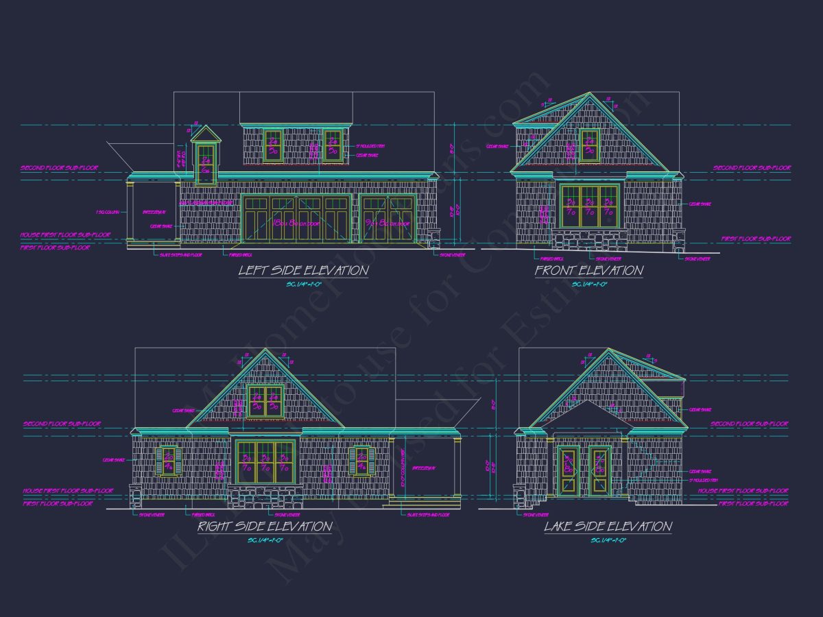 Customizable house Plan with 7 Bedrooms and Unique Garage Design