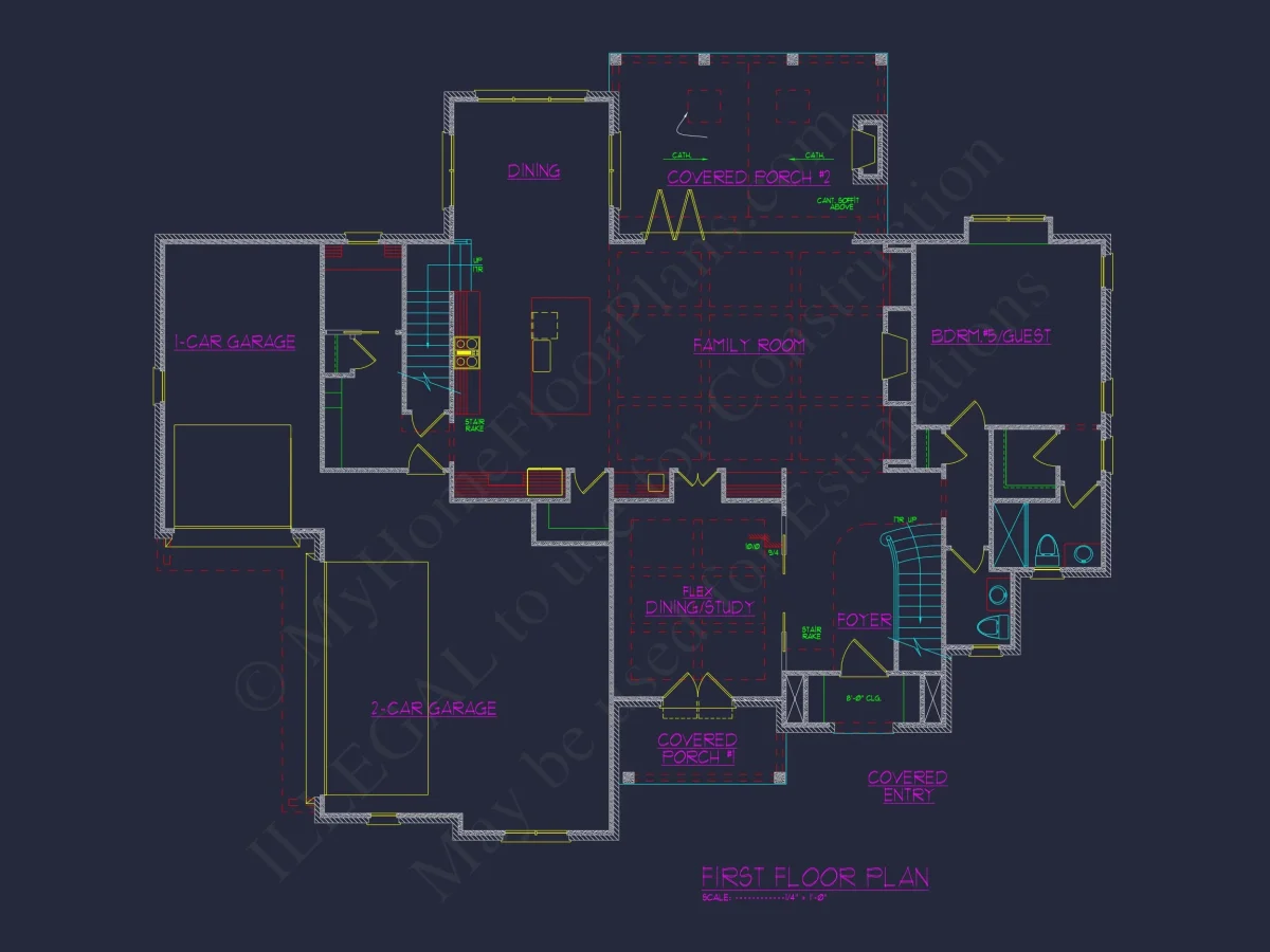 Detailed CAD house Plan with 2-Story Designs & Modern Features
