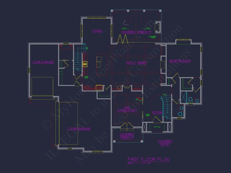 Detailed CAD house Plan with 2-Story Designs & Modern Features
