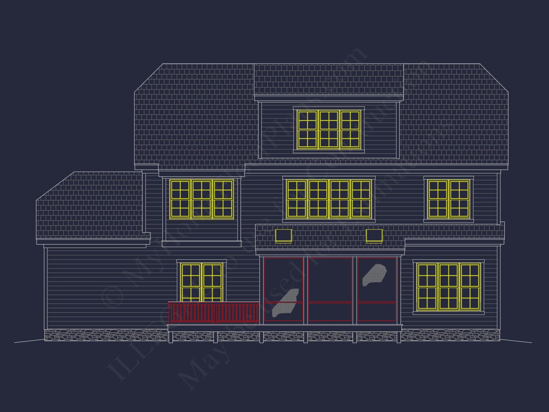 Detailed house Plan Blueprint with Traditional Architecture