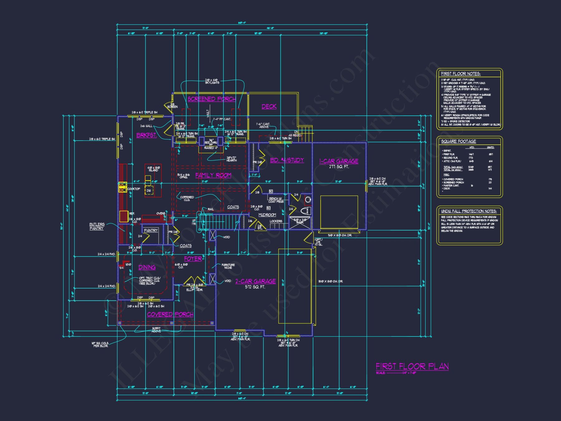 Detailed house Plan Blueprint with Traditional Architecture