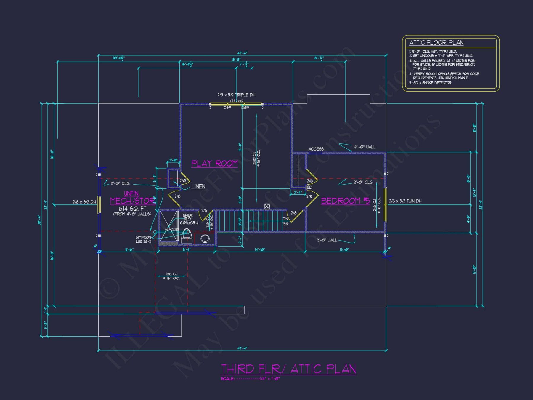 Detailed house Plan Blueprint with Traditional Architecture
