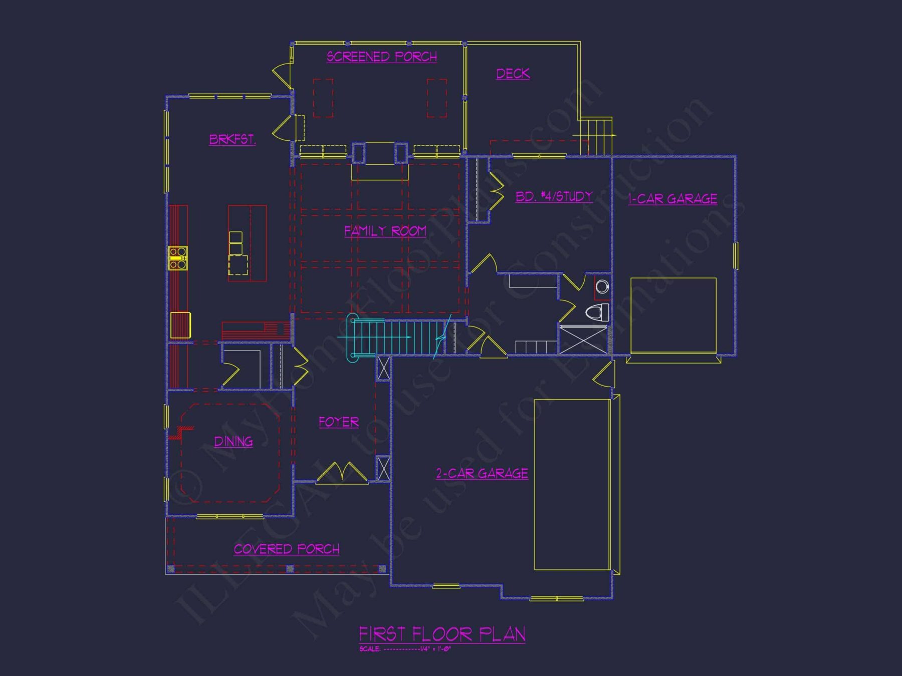Detailed house Plan Blueprint with Traditional Architecture