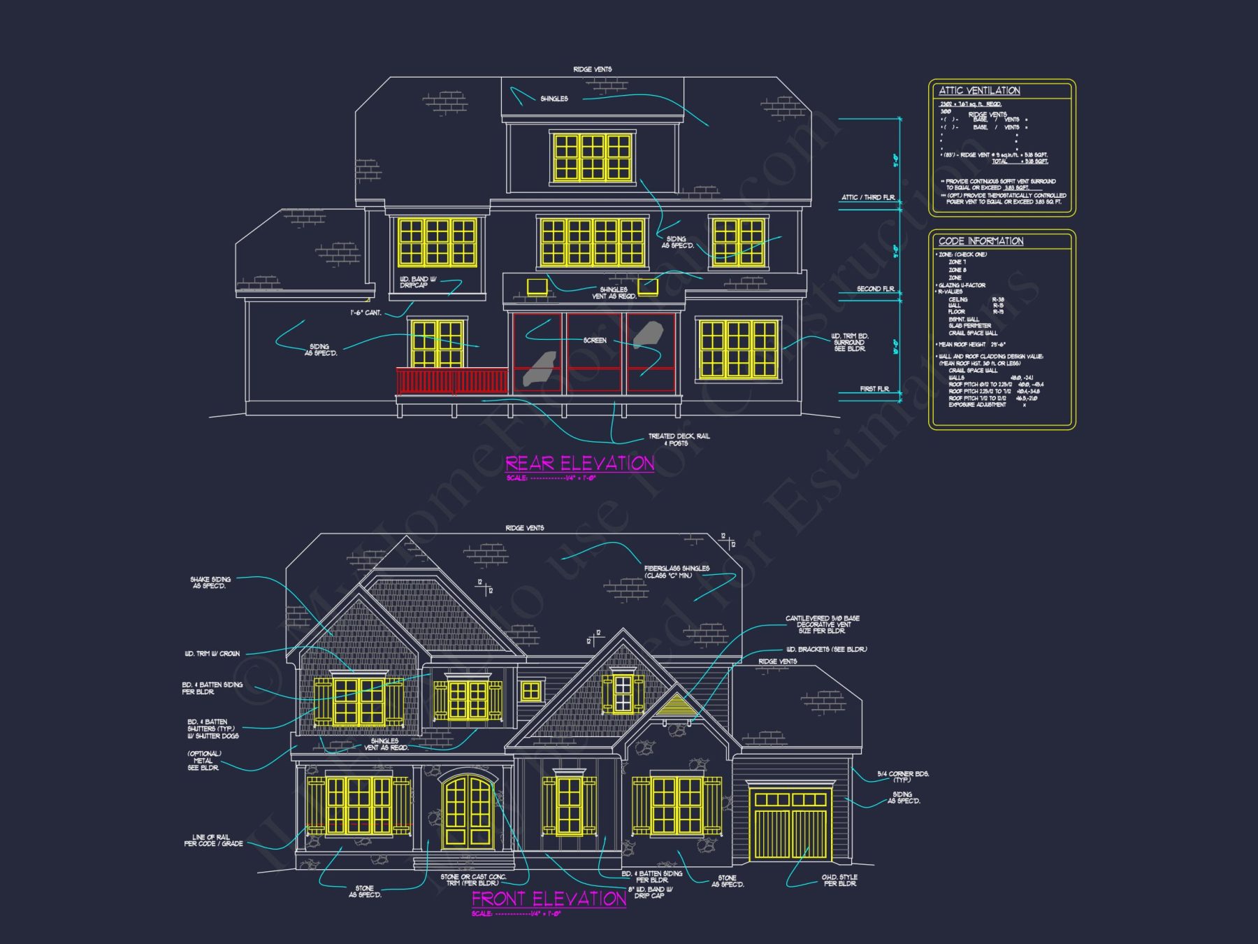 Detailed house Plan Blueprint with Traditional Architecture