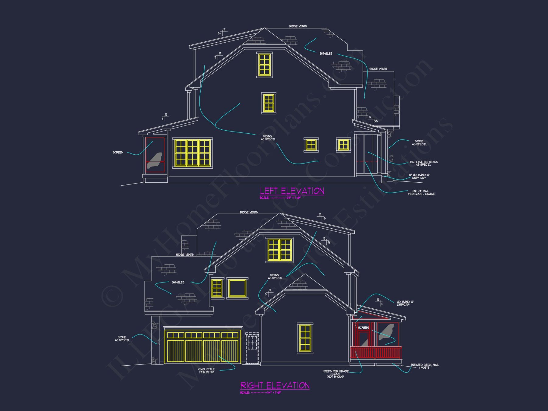 Detailed house Plan Blueprint with Traditional Architecture