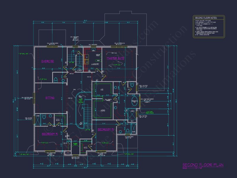 Detailed house Plan with 5 Beds, Floor Designs & CAD Blueprint
