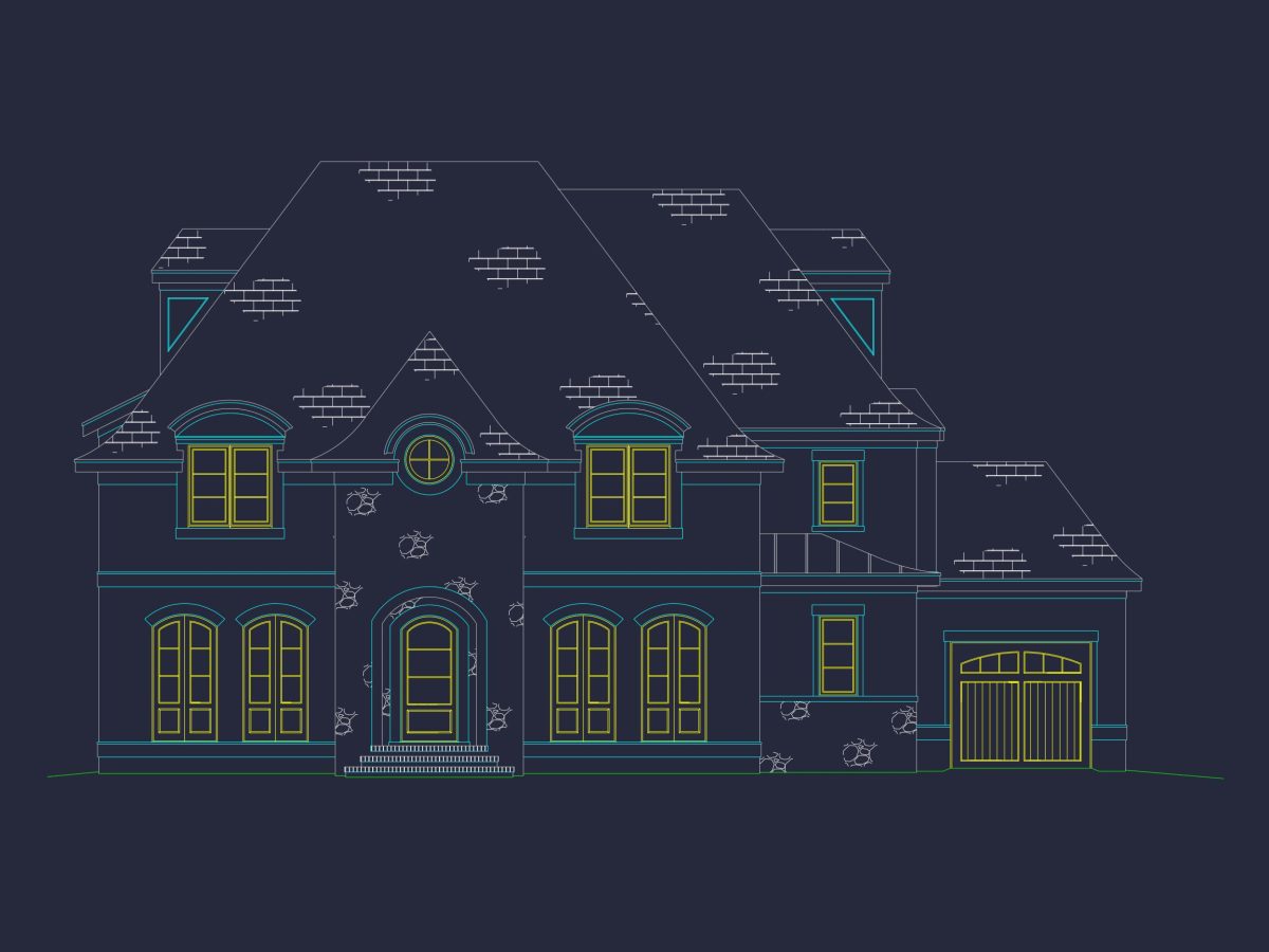Detailed house Plan with 5 Beds, Floor Designs & CAD Blueprint
