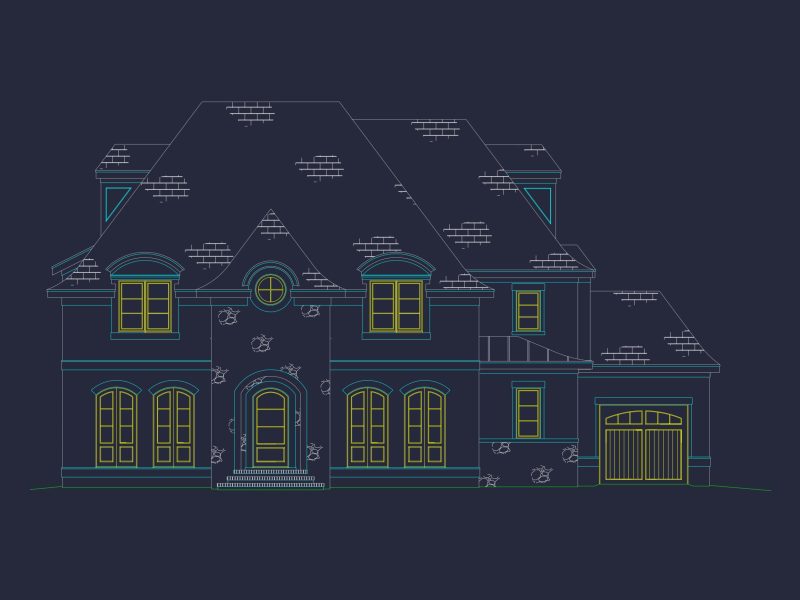 Detailed house Plan with 5 Beds, Floor Designs & CAD Blueprint