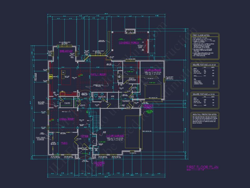 Detailed house Plan with 5 Beds, Floor Designs & CAD Blueprint