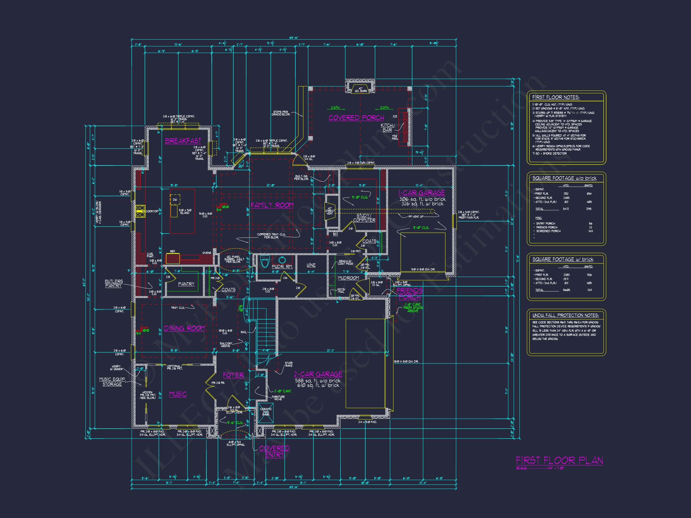 Detailed Home Plan with 5 Beds,Floor Designs & CAD Blueprint