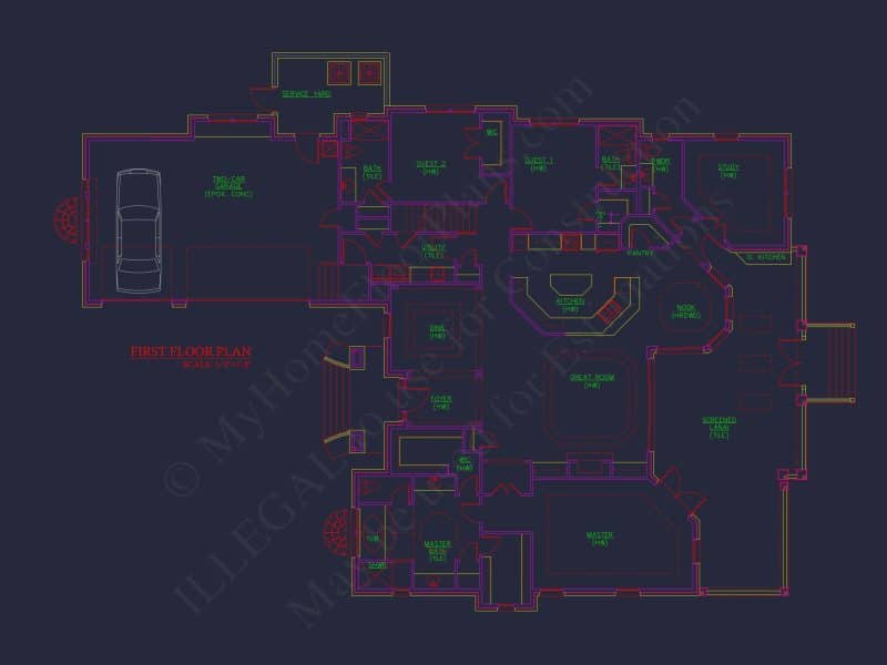 Detailed house Plan with CAD Designs: Floor Plan & Blueprint