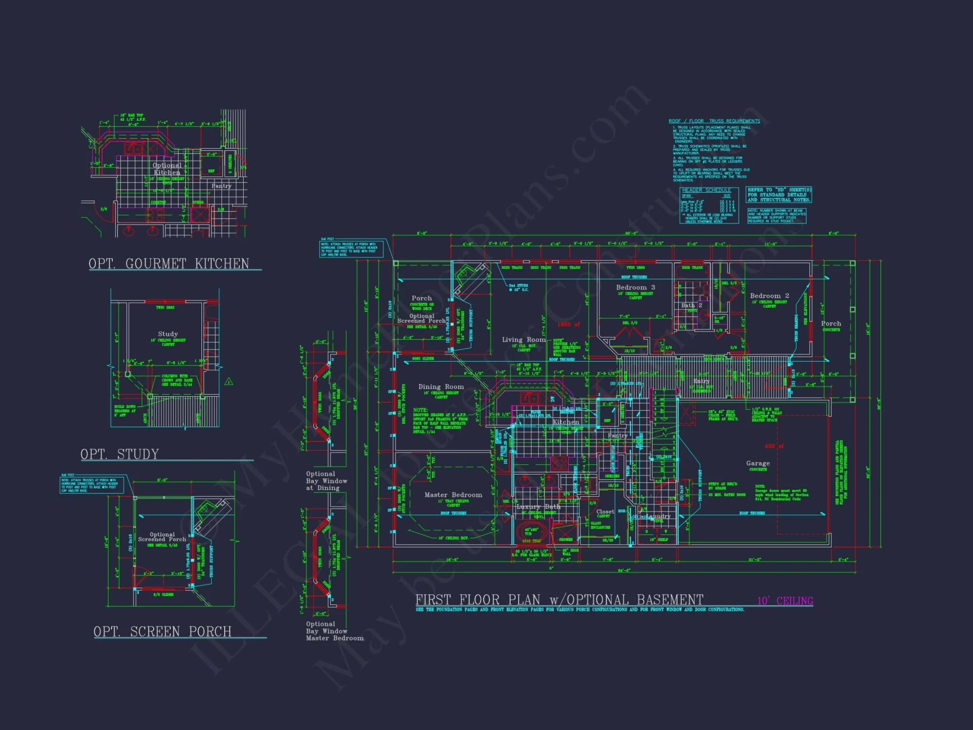 Dream Colonial house Floor Plan: 2-Story Blueprint & CAD Designs