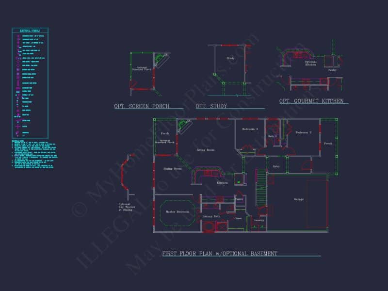 Dream Colonial house Floor Plan: 2-Story Blueprint & CAD Designs