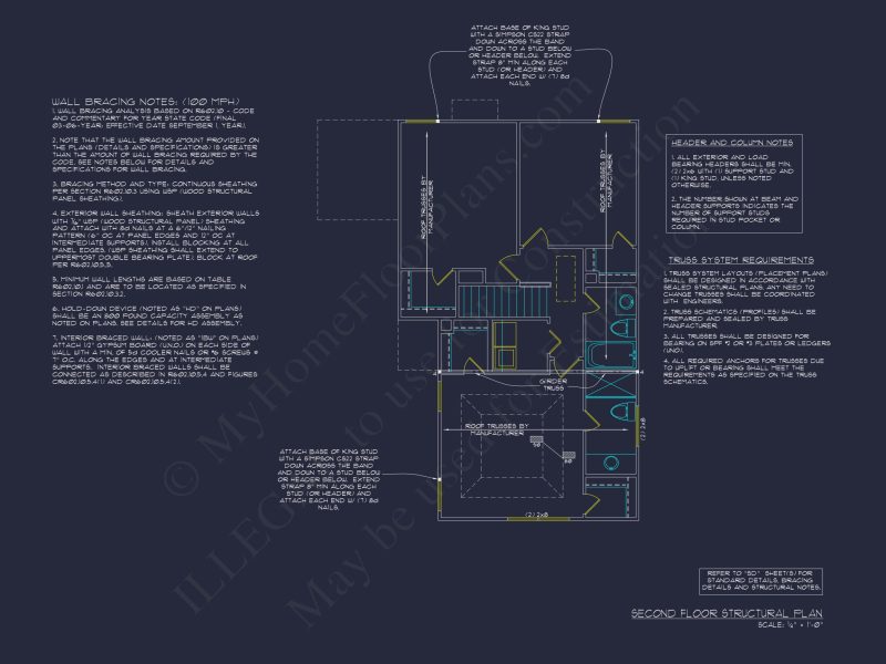 Efficient 2-Story house Plan with 3 Bedrooms and CAD Design