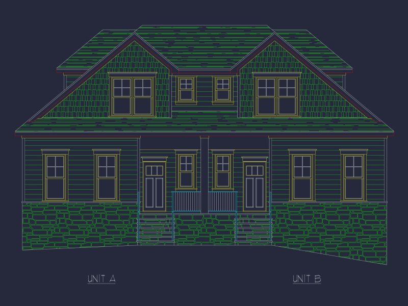 Efficient Duplex house Plan with CAD Design & Floor Blueprint