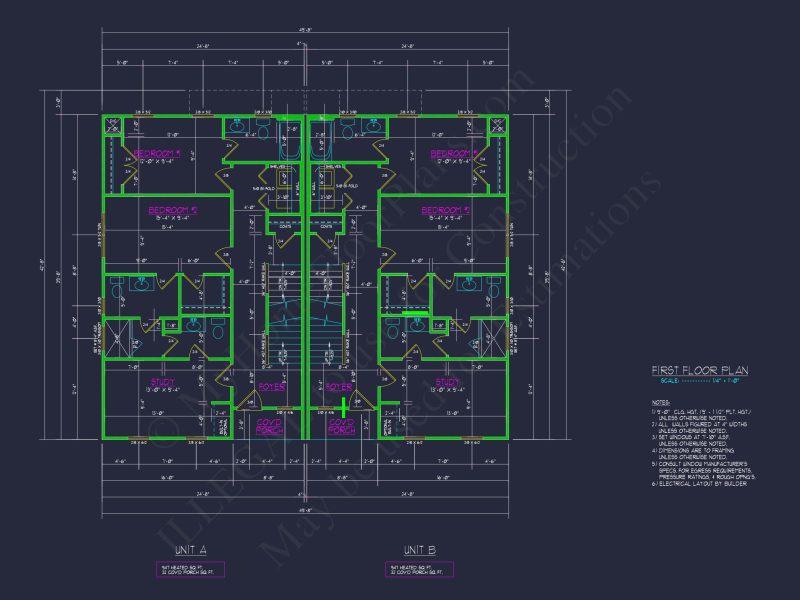 Efficient Duplex house Plan with CAD Design & Floor Blueprint