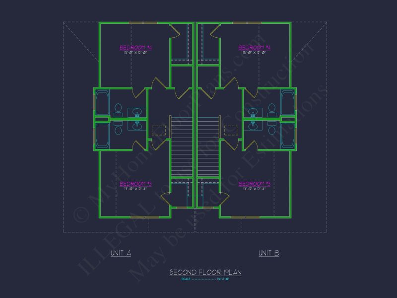 Efficient Duplex house Plan with CAD Design & Floor Blueprint