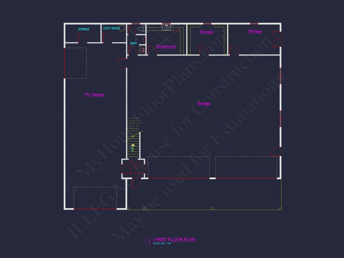 Efficient Garage house Plan with Living Space, Blueprint & CAD Design
