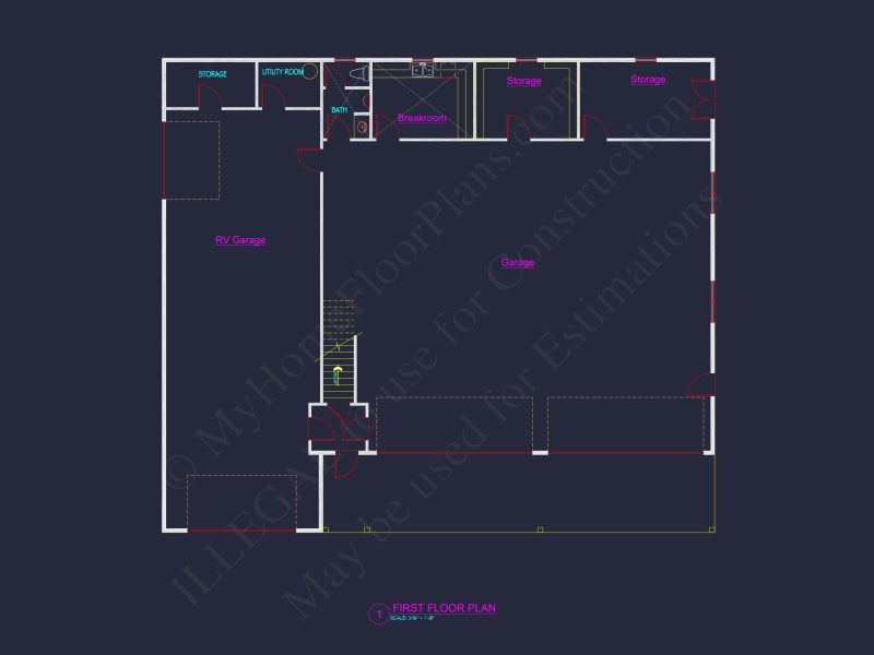 Efficient Garage house Plan with Living Space, Blueprint & CAD Design
