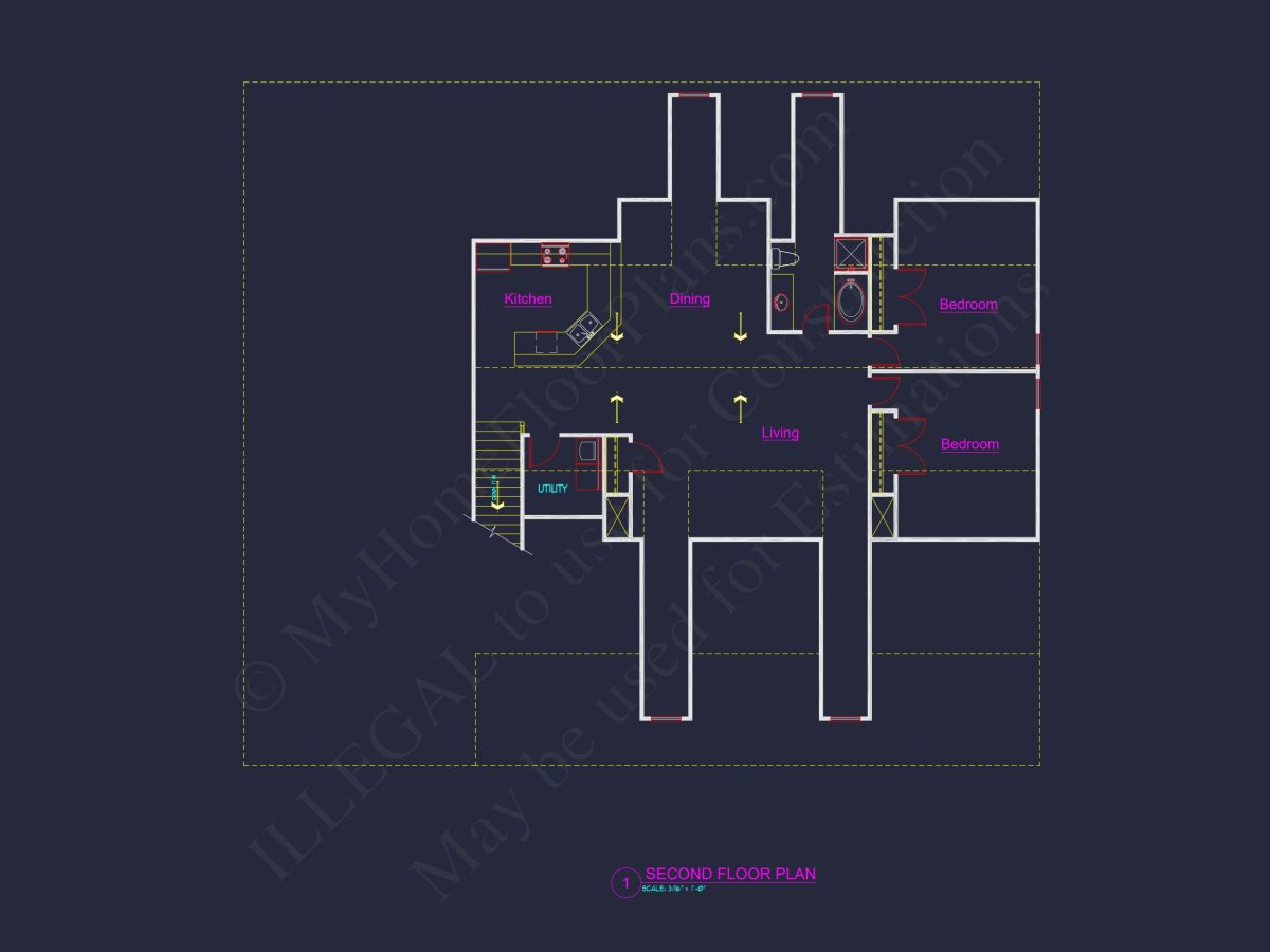 Efficient Garage house Plan with Living Space, Blueprint & CAD Design