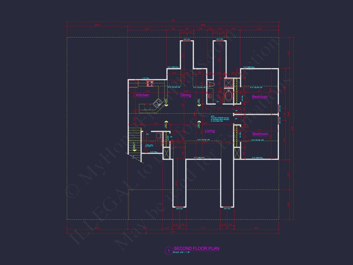 Efficient Garage house Plan with Living Space, Blueprint & CAD Design