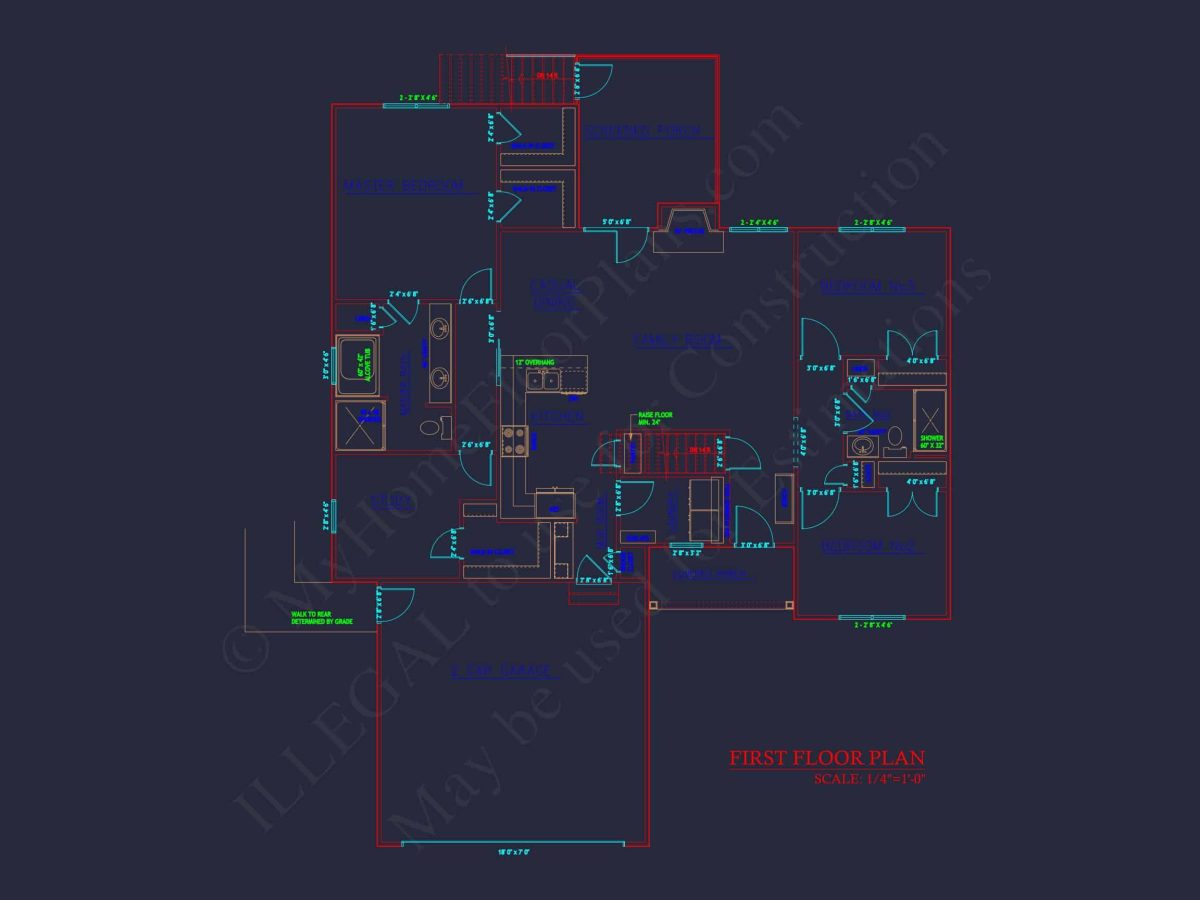 Efficient house Plan: Detailed Floor Plan with CAD Designs