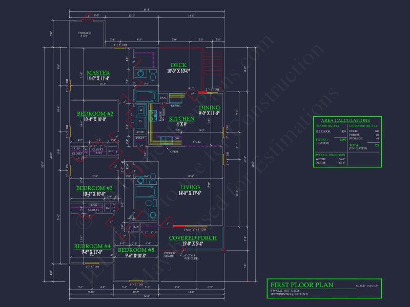 Efficient house Plan with 5 Bedrooms, CAD Designs & Blueprint