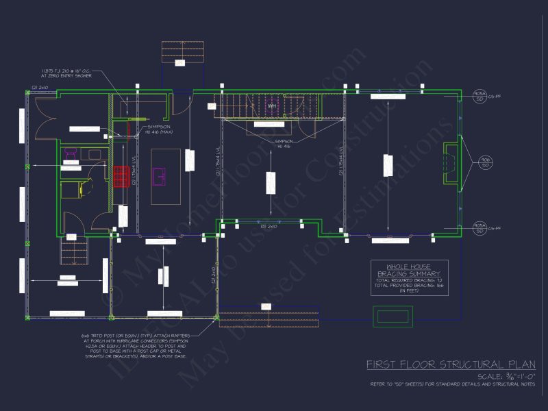 Efficient house Plan with CAD Designs and 3 Bedrooms