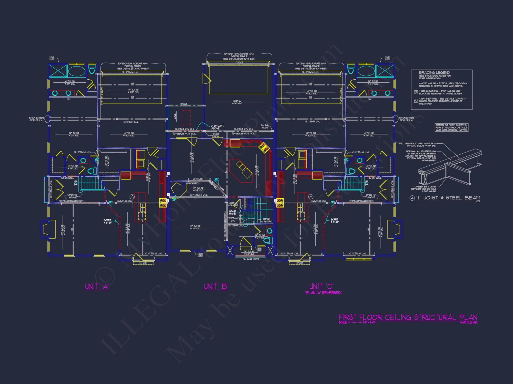 Efficient Multi-Family Triplex house Plan with CAD Designs