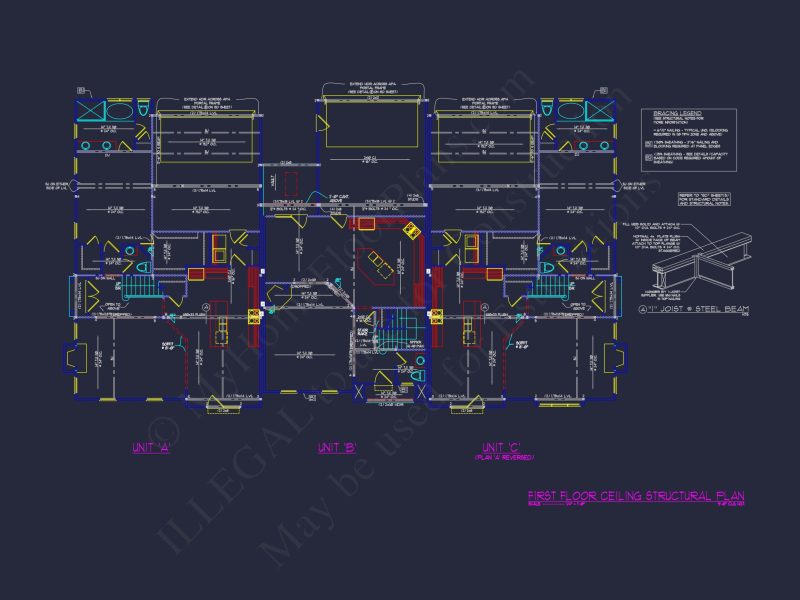 Efficient Multi-Family Triplex house Plan with CAD Designs