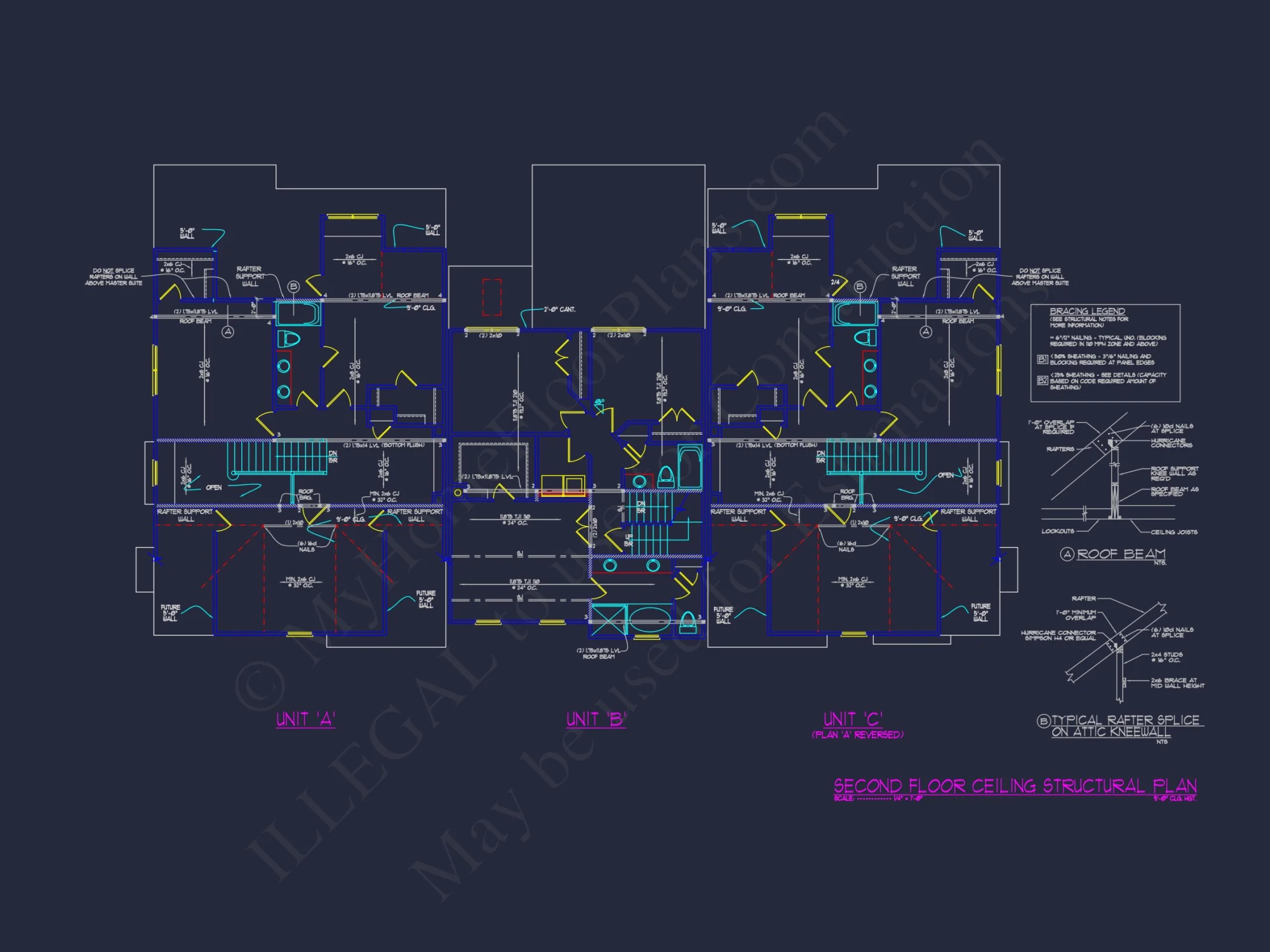 Efficient Multi-Family Triplex house Plan with CAD Designs