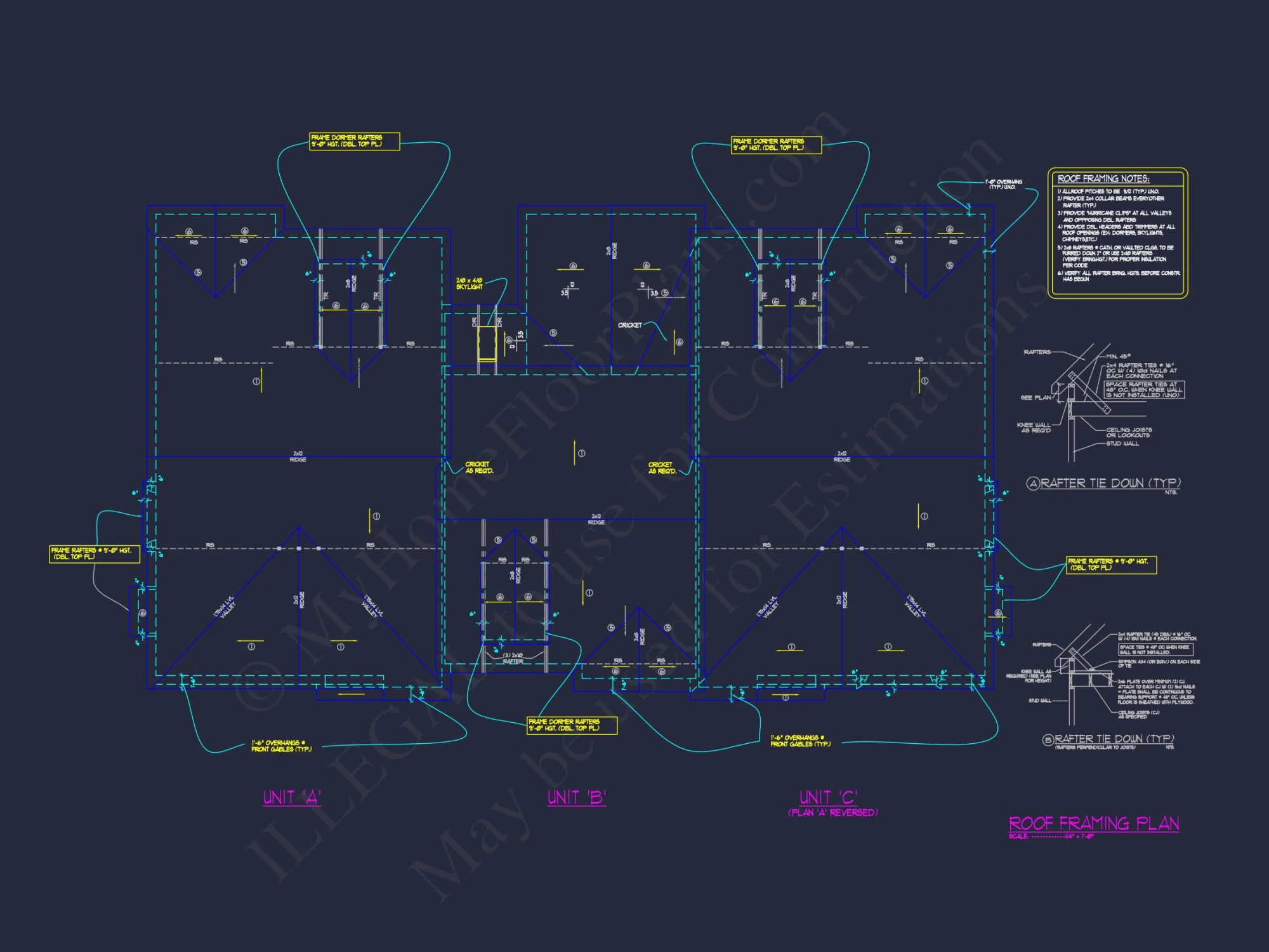 Efficient Multi-Family Triplex house Plan with CAD Designs