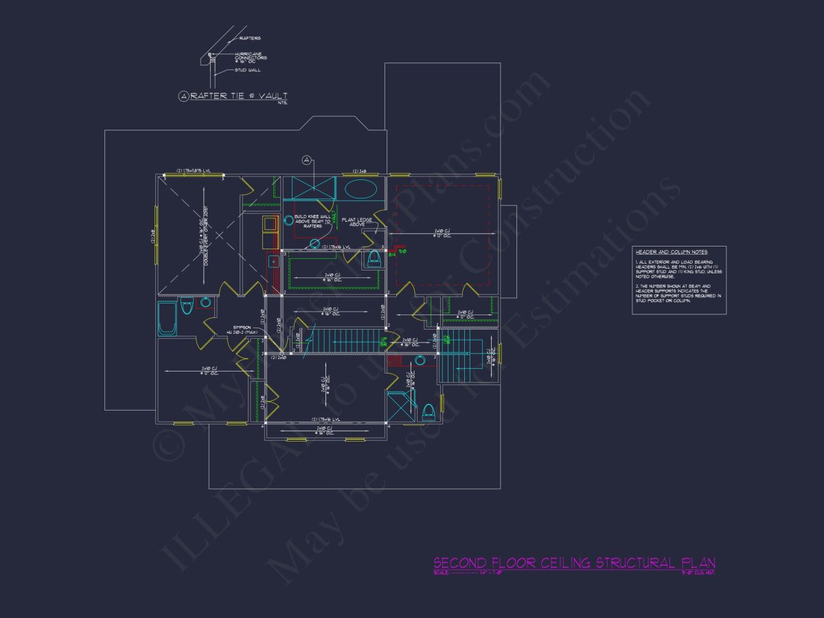 Elegant 2-Story Colonial house Plan with Blueprint CAD Designs