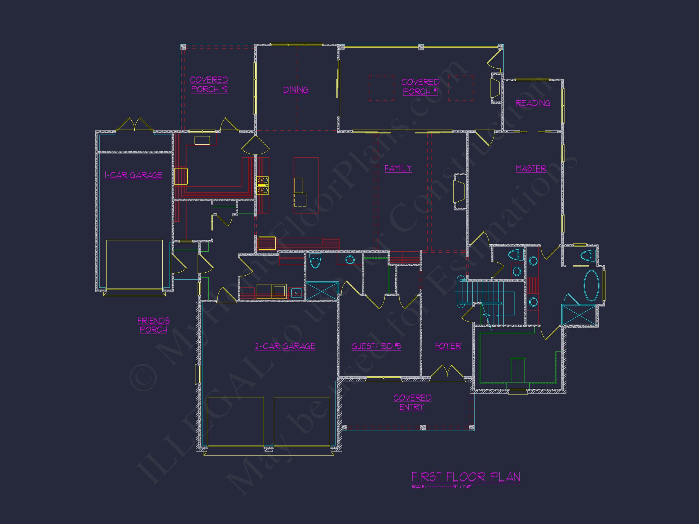 Elegant 2-Story house Design with CAD Floor Plans & Blueprint