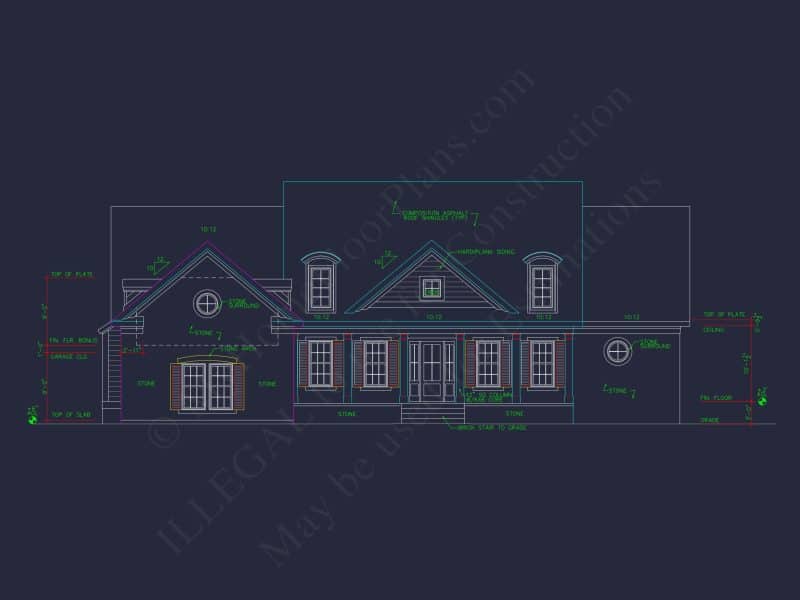 Elegant 2-Story house Floor Plan with CAD Designs & Blueprints
