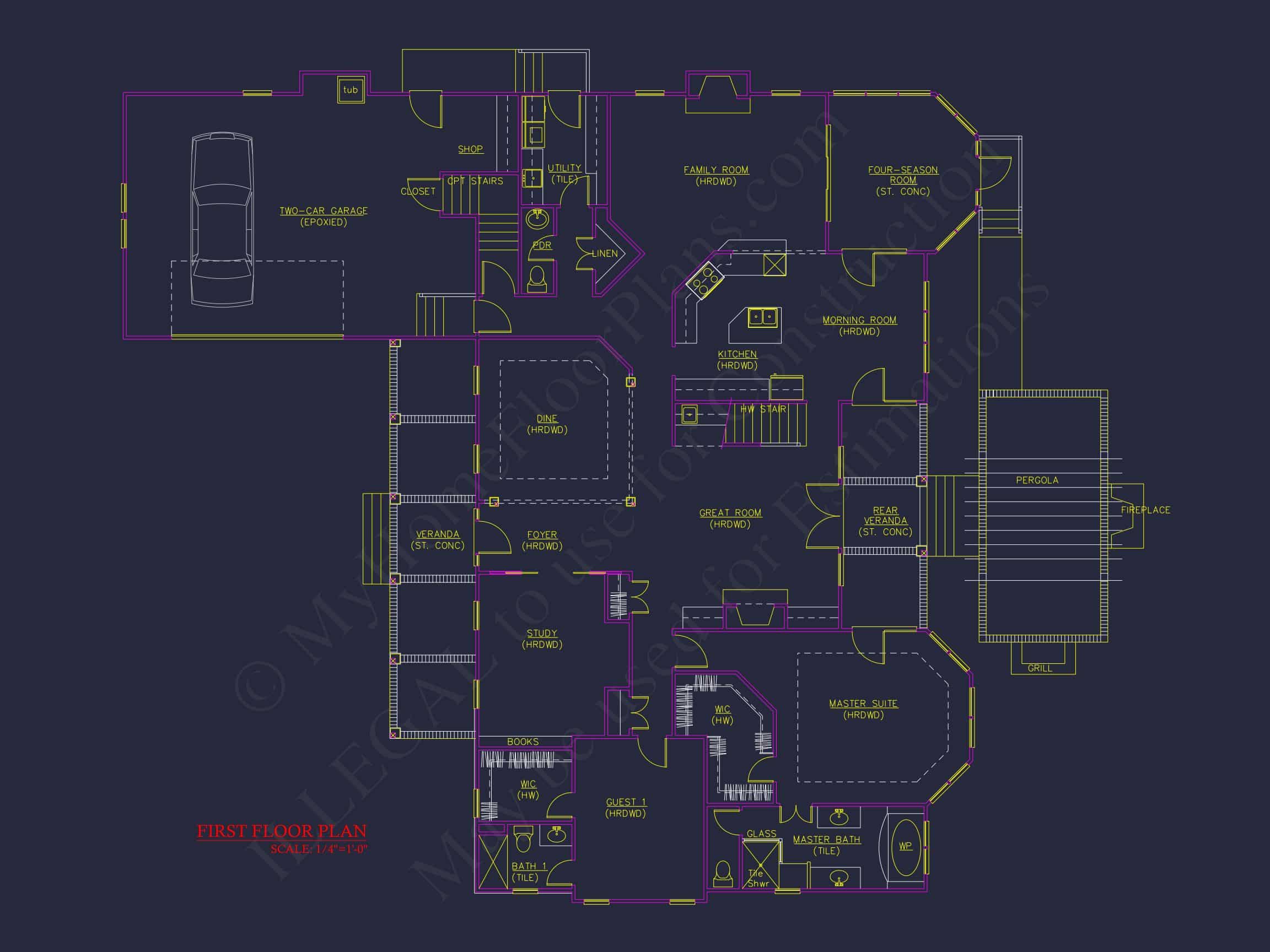 Elegant 2-Story house Floor Plan with CAD Designs & Blueprints