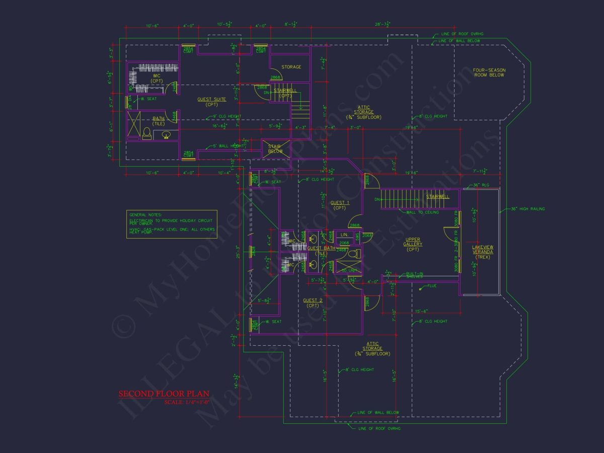 Elegant 2-Story house Floor Plan with CAD Designs & Blueprints