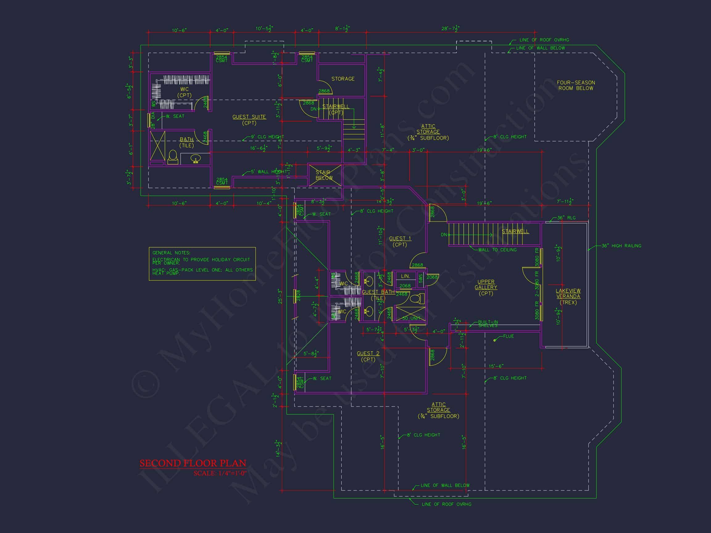 Elegant 2-Story house Floor Plan with CAD Designs & Blueprints