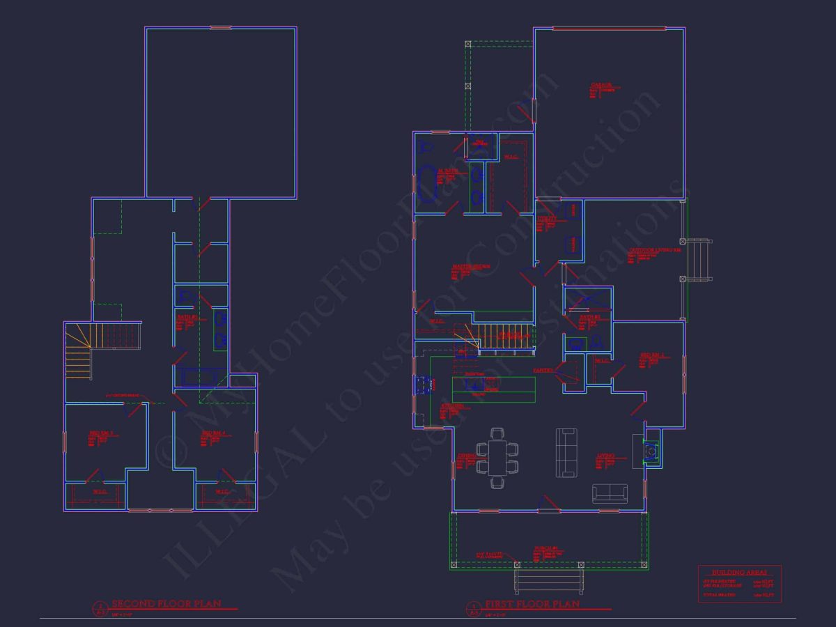 Elegant 2-Story house Plan: Blueprint with CAD Designs