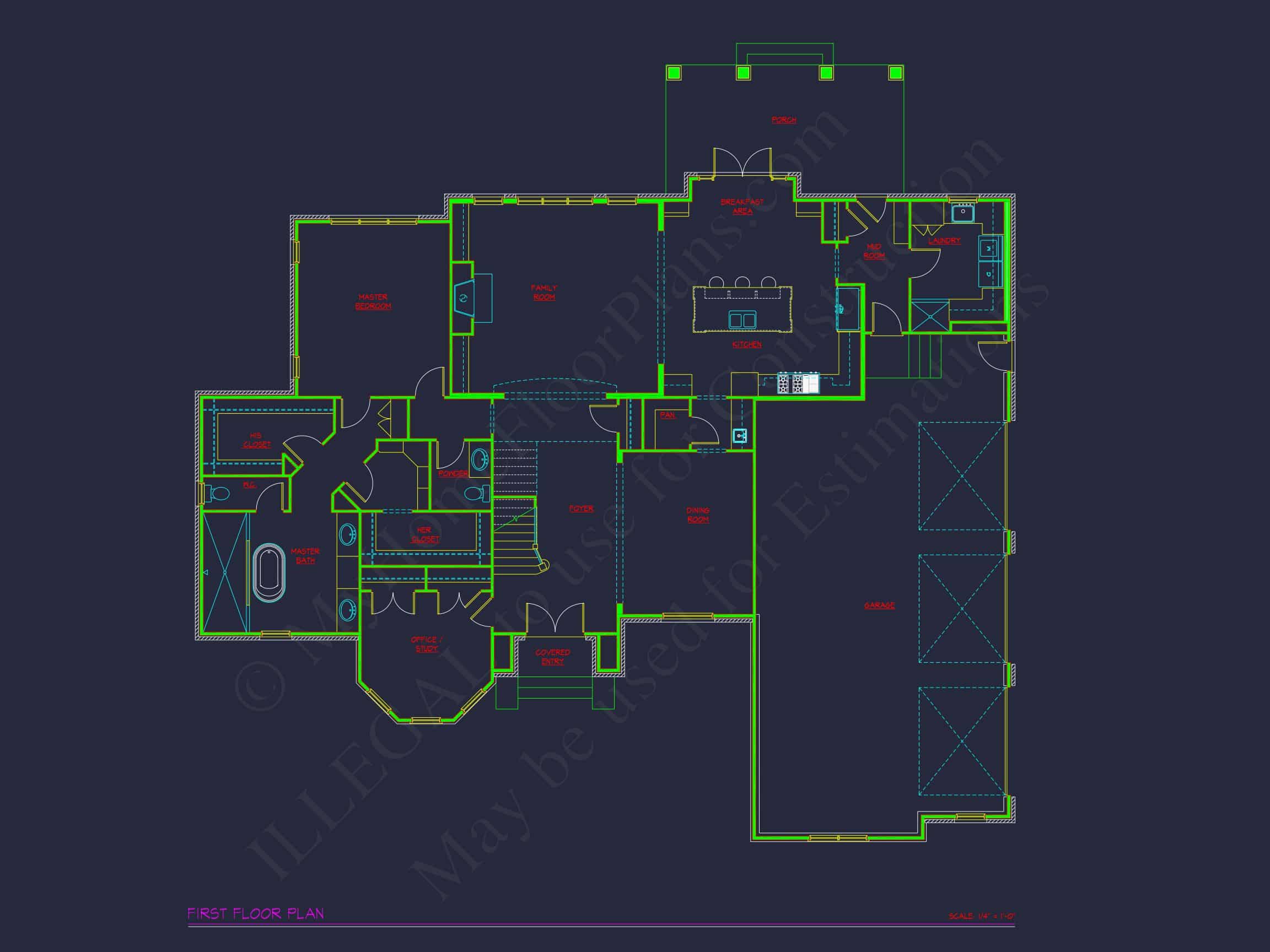Elegant 2-Story house Plan with 5 Bedrooms and CAD Designs