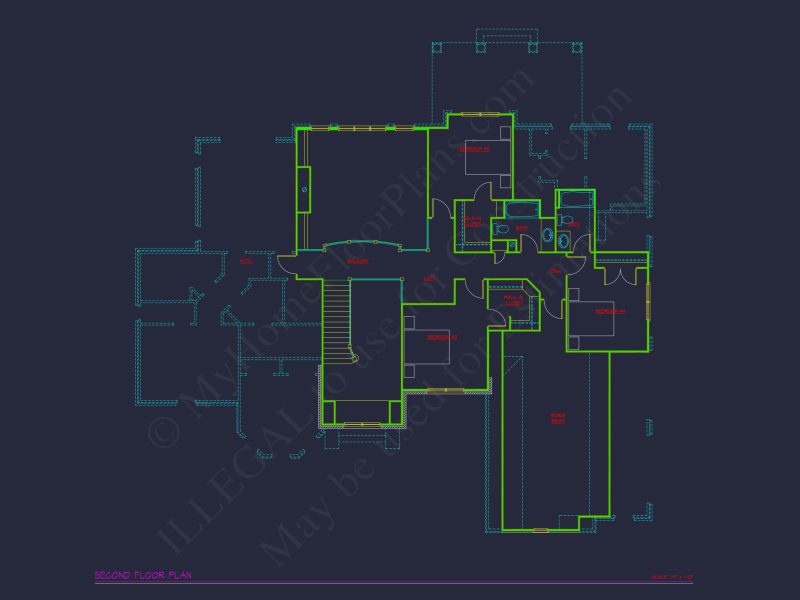 Elegant 2-Story house Plan with 5 Bedrooms and CAD Designs